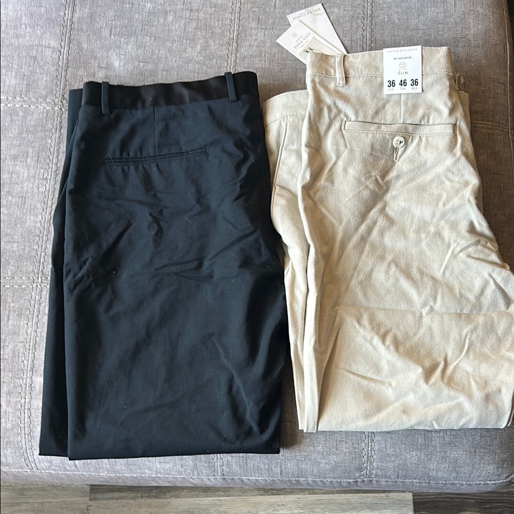 1 H&M stretch dress pants and 1 Denim &Flowers stretch dress pants